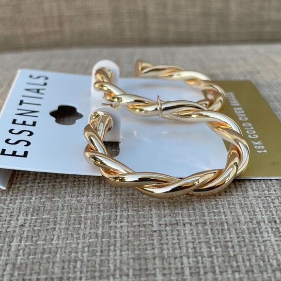 Essentials Women Earrings 18K Plated Gold Tone Ear Jewelry Hoop Earrings $50 - Picture 10 of 10